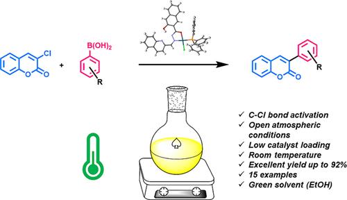 3-Arylcoumarin Scaffolds From 3-Chlorocoumarin and Arylboronic Acids via Site-Selective CCl Bond Activation With Palladium Complexes of N∩O Chelating Hydrazones