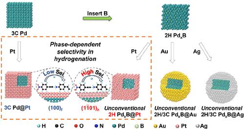 Epitaxial Growth of Unconventional 2H Noble Metals and Crystal Phase-Dependent Selectivity of Pt in Hydrogenation Catalysis