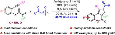 Formation of cyclopenta[c]quinolines through visible-light-induced photoredox cascade bis-annulations of 1,7-enynes with sulfoxonium ylides†