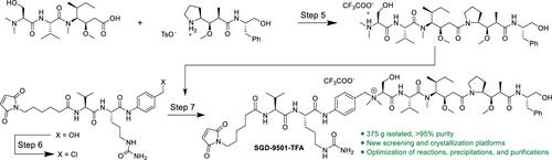 Process Development for the First GMP Synthesis of SGD-9501-TFA, Part 2: Synthesis of the Payload, Linker, and Drug Linker