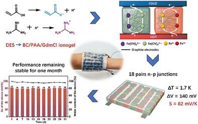 Wearable Device with High Thermoelectric Performance and Long-Lasting Usability Based on Gel-Thermocells for Body Heat Harvesting