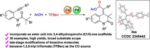 Cu/Pd-Catalyzed Tandem Carbonylative Synthesis of Ester-Containing 3,4-Dihydroquinolin-2(1H)-one Derivatives from Alkyne-Tethered α-Bromocarbonyls