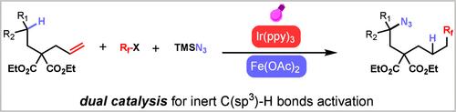 Remote Functionalization of Inert C(sp3)–H Bonds via Dual Catalysis Driven by Alkene Hydrofluoroalkylation Using Industrial Feedstocks