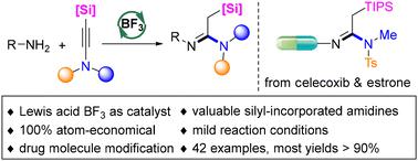 Facile access to α-silylmethylamidines by BF3-catalyzed hydroamination of silylynamides with amines