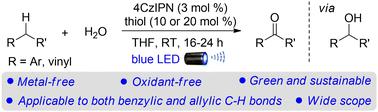 Metal- and oxidant-free carbonylation of benzylic and allylic C–H bonds with H2O via dual oxidative radical-polar crossover