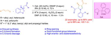 Enantioselective organocatalyzed one-pot synthesis of N-phenyl thioether-tethered tetrasubstituted dihydropyrrole-3-carbaldehydes