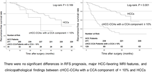 Is it necessary to distinguish between combined hepatocellular carcinoma-cholangiocarcinoma with less than 10% of cholangiocarcinoma components versus hepatocellular carcinoma?