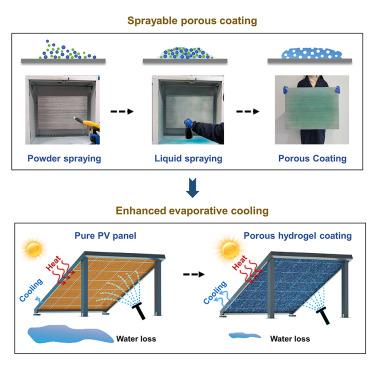 Sprayable porous hydrogel coating for efficient and sustainable evaporative cooling