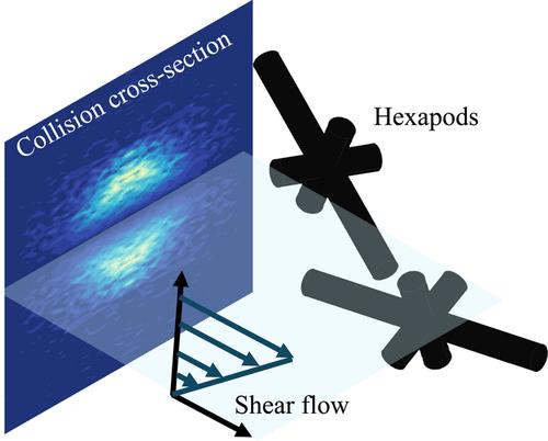 Ideal Collision Rate of Symmetric Hexapods in a Simple Shear Flow