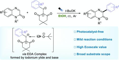 Base-Mediated Visible-Light-Driven C–H Arylation of Quinoxalin-2(1H)-Ones in Ethanol