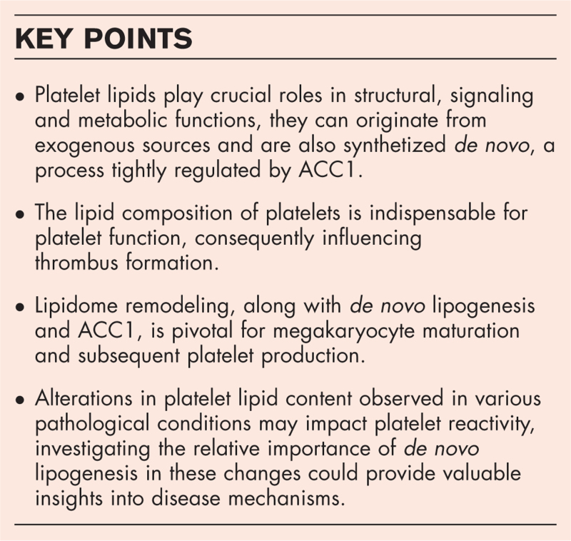 Platelet lipidomics and de novo lipogenesis: impact on health and disease.