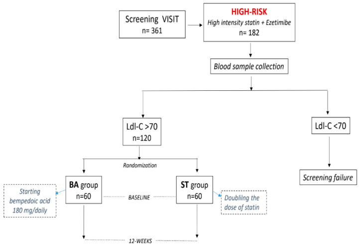 Addition of Bempedoic Acid to Statin-Ezetimibe versus Statin Titration in Patients with High Cardiovascular Risk: A Single-Centre Prospective Study.