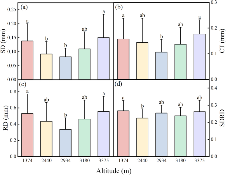 Elevational variation in anatomical traits of the first-order roots and their adaptation mechanisms.
