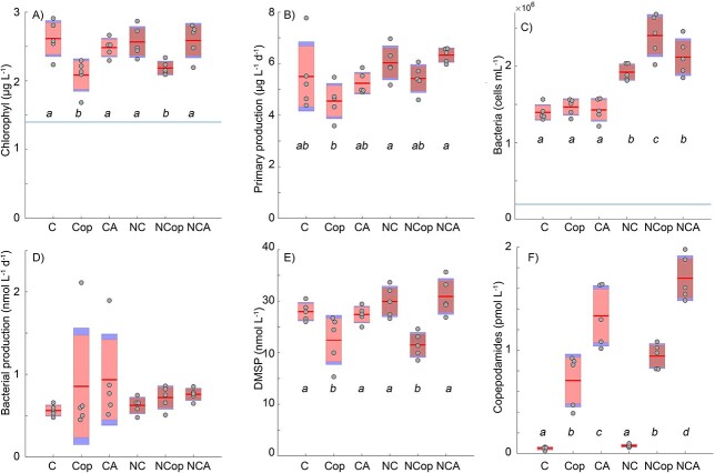 Direct and indirect effects of copepod grazers on community structure.