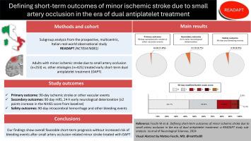 Defining short-term outcomes of minor ischemic stroke due to small artery occlusion in the era of dual antiplatelet treatment: A READAPT study sub-analysis