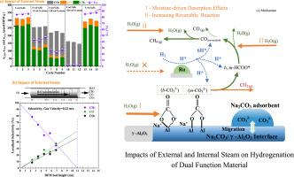 In-situ hydrogenation of dual function material for integrated CO2 capture and methanation with the presence of steam