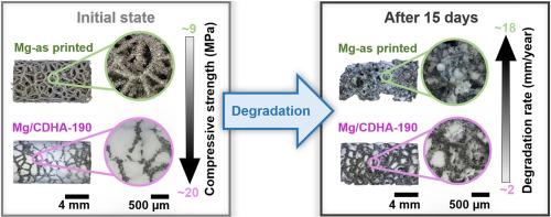 Biodegradable WE43 Mg alloy/hydroxyapatite interpenetrating phase composites with reduced hydrogen evolution