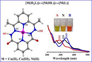 Tetraaza macrocyclic complexes of Cu(II), Co(III) and Ni(II) derived from template condensation of 2,6-pyridinedicarbohydrazide and 2,6-diacetylpyridine: Stability investigation and coloring properties on plastics