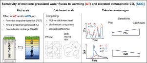 Sensitivity of montane grassland water fluxes to warming and elevated CO2 from local to catchment scale: A case study from the Austrian Alps