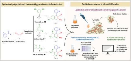 Mining for antifungal agents to inhibit biofilm formation of Candida albicans: A study on green synthesis, antibiofilm, cytotoxicity, and in silico ADME analysis of 2-amino-4H-pyran-3-carbonitrile derivatives