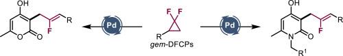 Palladium-catalyzed ring-opening/defluorinative coupling of gem-DFCPs with pyranones/pyridones