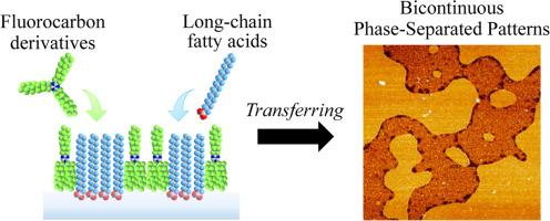 Morphological control of bicontinuous phase-separated patterns by preparing mixed monolayers using non-amphiphilic s-triazine derivatives with three fluorinated chains