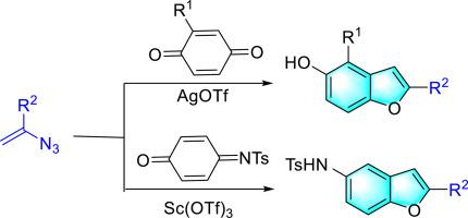 Facile synthesis of 2-substituted benzofurans by intermolecular [3+2] cycloaddition of benzoquinone and vinyl azides under air