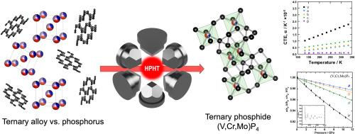 High-pressure synthesis, crystal structure and anisotropic thermal/compressive behaviors of pseudo-ternary (V,Cr,Mo)P4