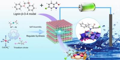 Electrocatalytic cleavage of a lignin β-O-4 model compound and coupling with nitrogen-containing aromatics using Prussian blue analogue-derived nickel–cobalt spinel