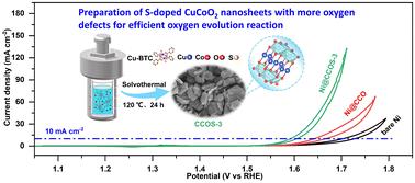 Preparation of S-doped CuCoO2 nanosheets with more oxygen defects for efficient oxygen evolution reaction†