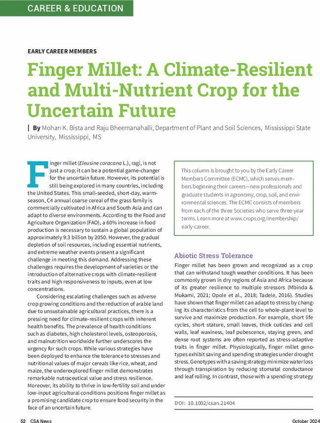 Finger Millet: A Climate-Resilient and Multi-Nutrient Crop for the Uncertain Future