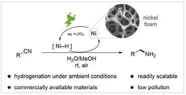 Practical electrochemical hydrogenation of nitriles at the nickel foam cathode†