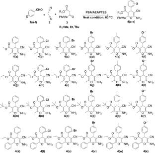 Synthesis of functionalized pyrans catalyzed by amine functionalized plolyboricacid