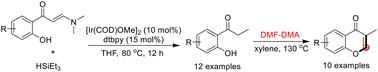 Iridium-catalyzed reduction of o-hydroxyl phenyl enaminones for the synthesis of propiophenones and their application in 3-methyl chromone synthesis†