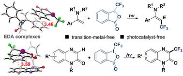 An electron donor–acceptor complex-initiated C–H trifluoromethylation and perfluoroalkylation of enamides and quinoxalinones†