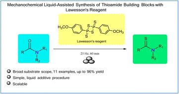 Liquid-assisted mechanochemical synthesis of thioamide building blocks with the Lawesson reagent: ex situ monitoring and detection of intermediate polymorphs†