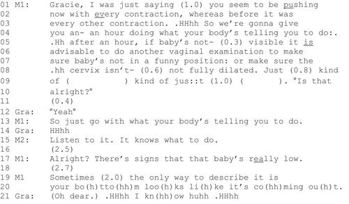 Just go with your body? A conversation analytic study of the transition from first to second stage of labor in UK midwife-led care