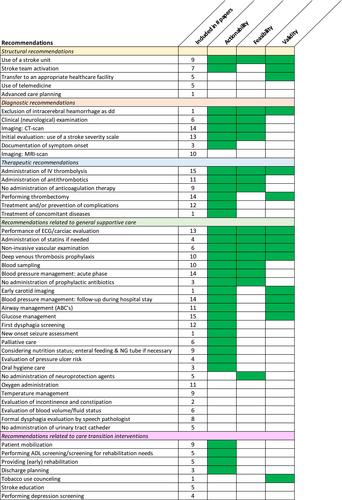 From guidelines to clinical practice in care for ischaemic stroke patients: A systematic review and expert opinion