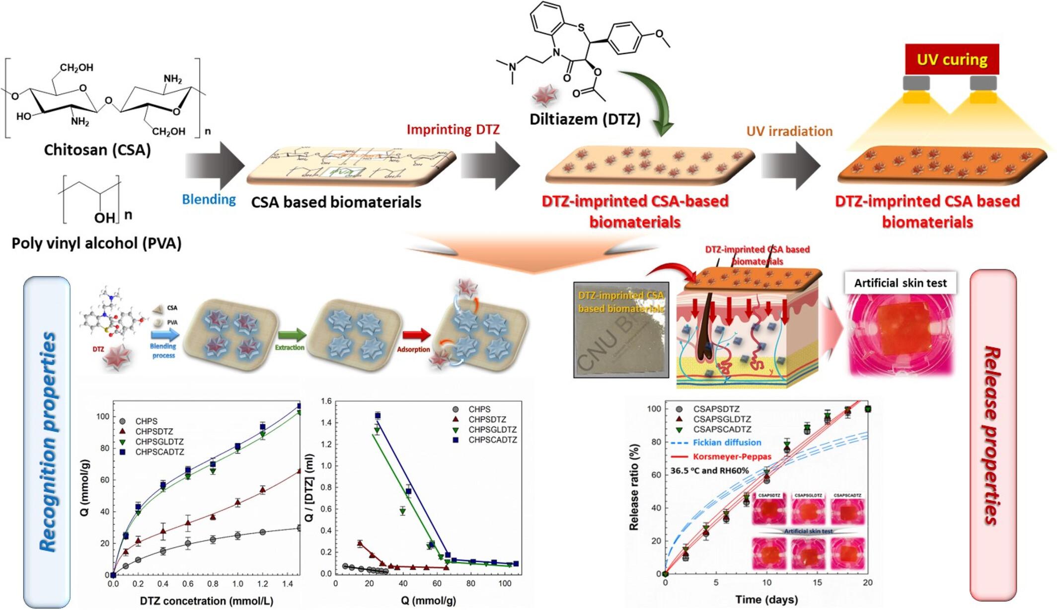 Synthesis, recognition properties and drug release behavior of diltiazem-imprinted chitosan-based biomaterials