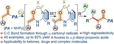 Copper catalyzed C(sp3)–H/C(sp3)–H cross-coupling of arylacetic acid equivalents with methylarenes via α-carbonyl radicals†