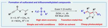 Diastereoselective visible-light-induced radical cascade trifluoromethylation/sulfuration/cyclization of 1,6-enynes with S-aryl trifluoromethanesulfonothioate (TTSA)†