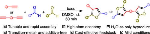 Rapid and Controlled Assembly of Polysubstituted Furans and Their Oligoaryls from Alkynes and Aldehydes Facilitated by Sequential Deprotonation
