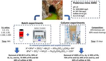 Exploration of biomass ashes (BA) to decontaminate highly metal-rich acid mine drainages (AMDs): Column and batch experiments