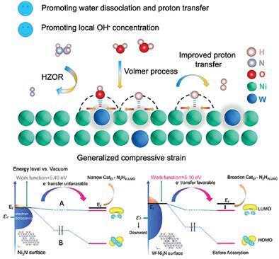 Enhanced Cooperative Generalized Compressive Strain and Electronic Structure Engineering in W-Ni3N for Efficient Hydrazine Oxidation Facilitating H2 Production