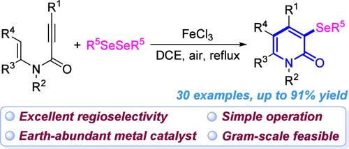 Iron(III)-Mediated Nucleophilic Cascade Cyclization of Tertiary Enamides with Diselenides for the Construction of 3-Seleno-2-pyridones