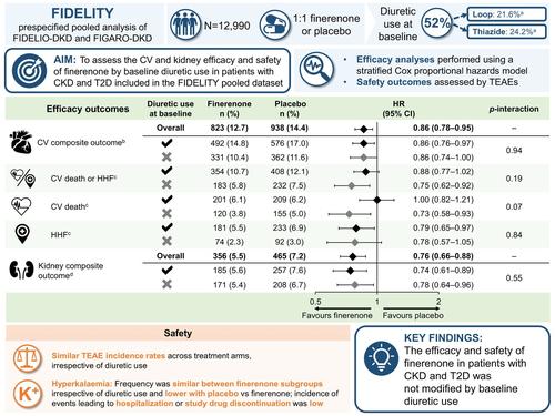 Efficacy and safety of finerenone in patients with chronic kidney disease and type 2 diabetes by diuretic use: A FIDELITY analysis