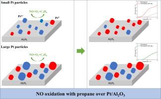 An experimental and kinetic modeling study of NO oxidation over Pt/Al2O3 catalysts: Effects of co-fed propane and Pt particle size