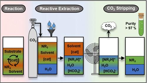 Switchable Hydrophilicity Amine Product Extraction: Efficient Separation of Tertiary Amines via Carbon Dioxide-Induced Polarity Switch in Homogeneous Catalysis