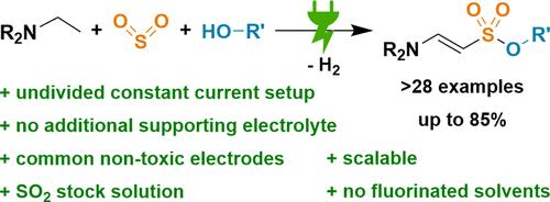 Multicomponent Electrosynthesis of Enaminyl Sulfonates Starting from Alkylamines, SO2, and Alcohols