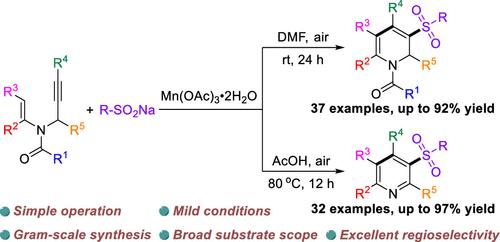 Divergent Synthesis of Polysubstituted 1,2-Dihydropyridines and Pyridines through Manganese-Mediated Radical Cascade Cyclization of Tertiary Enamides